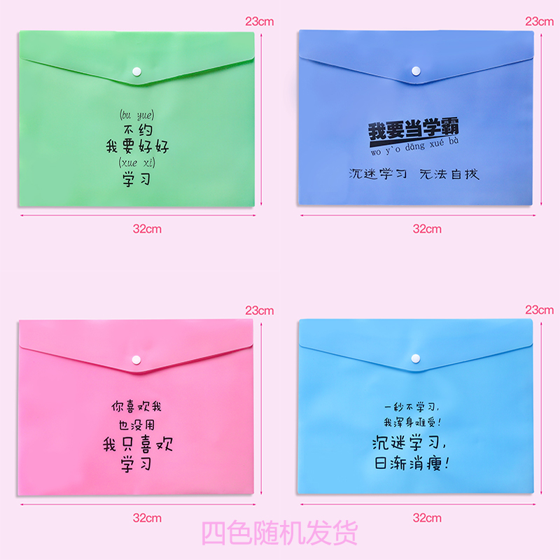 Xueba - RandomKorean version student lovely A4 test paper file pocket fresh Broken flower folder Button data bag Office Supplies
