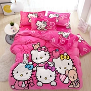 Hello Kitty nhung phim hoạt hình san hô quilt mảnh duy nhất của ấm luật mùa đông flannel dày Levin nhung supersoft chăn KT mèo - Quilt Covers