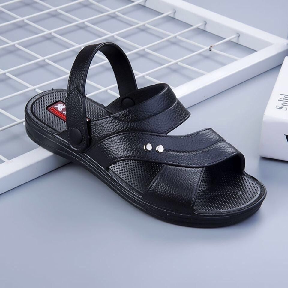 Vietnam Rubber Beef Sole Sandals Men's Summer Thick-soled Wear-resistant Plastic Sandals Middle-aged Non-slip Outer Wear Beach Shoes