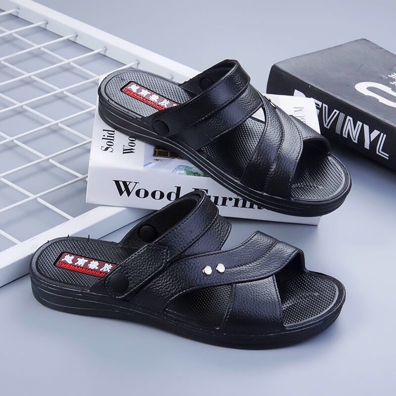 Vietnam Rubber Beef Sole Sandals Men's Summer Thick-soled Wear-resistant Plastic Sandals Middle-aged Non-slip Outer Wear Beach Shoes