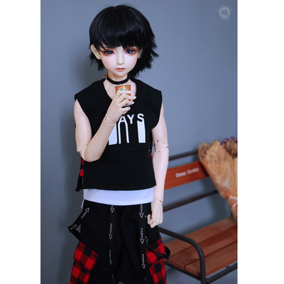taobao agent Lazy baby 3 points 4 points Uncle Zhuang Uncle BJD baby clothes set rock fake two printed vests+pants