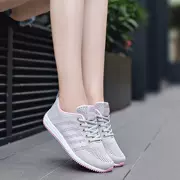 Mùa hè Hàn Quốc phiên bản của ánh sáng bay dệt lưới thoáng khí cầu lông giày non-slip giày thường cô gái giày thể thao màu xám