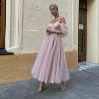 Elegant Shiny Pink Prom Dresses Luxury Off Shoulder Side Sli