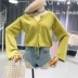 Hàn Quốc phiên bản của rắn màu Slim áo sơ mi nữ 2018 mùa hè mới cao đẳng gió dài tay áo đơn ngực hoang dã knit cardigan