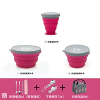 Peach Red Big Bowl+Mid -Bowl+Medium Cup+Dailware+Fork Spoon