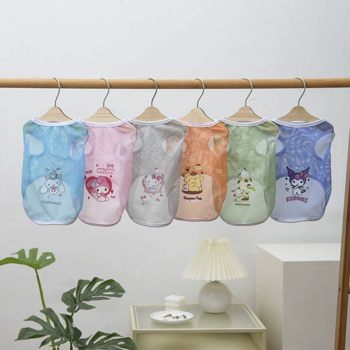 Домашняя одежда кошки и собаки весна и летний прохладный жилет Sanrio Grid Grid