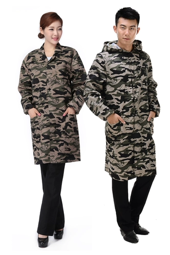 Камуфляжная длинная униформа медсестры для работы, джинсовый износостойкий нагрудник, длина макси, рабочая одежда