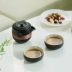Nhanh chóng hành khách du lịch nhà văn phòng nồi 2 ly gốm đen Kung Fu bộ trà ấm lọc riêng - Trà sứ cốc uống trà có nắp đậy Trà sứ