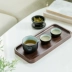 Cốc nhanh sáng tạo gốm đen Mini One Pot Hai ly Trà du lịch di động Bộ tách trà Chảy trà Kung Fu - Trà sứ ấm trà Trà sứ