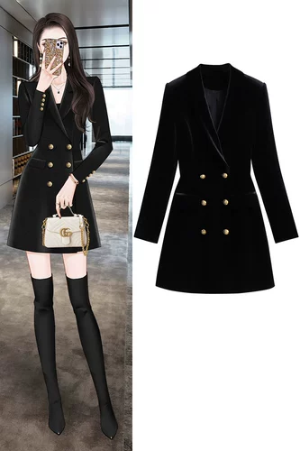 Элитный бархатный костюм, весеннее платье, черная юбка, подходит для подростков