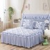 2018 cotton Hàn Quốc Công Chúa giường váy linen quilt cover bốn bộ 1.5 m1.8 m màu xanh và trắng sứ trải giường cover Váy Petti