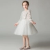 Đầm công chúa váy bé gái nước ngoài cao cấp catwalk fluffy bé gái dài tay áo sinh nhật hoa trắng - Váy trẻ em váy trẻ em hàn quốc Váy trẻ em