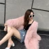21-carat Lilyba với cùng một chiếc áo khoác Liu Jiayin với cùng một đoạn màu hồng bãi biển len lông quần áo lỏng phần dài áo khoác lót lông cừu Faux Fur