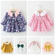 Nữ mùa thu bé gái 0-1 tuổi mùa đông 2 váy dài tay 3 quần áo trẻ em 4 váy công chúa cotton