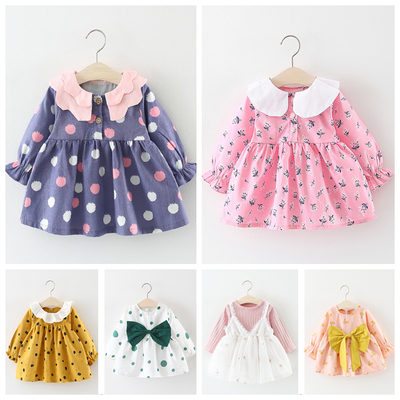 Nữ mùa thu bé gái 0-1 tuổi mùa đông 2 váy dài tay 3 quần áo trẻ em ...