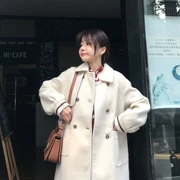 Áo dài len gió trường đại học dày áo len nữ mùa đông 2018 Phiên bản Hàn Quốc của áo khoác len nữ sinh viên sang trọng