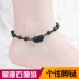 Vòng chân nữ dây đỏ cá tính dệt tay đơn giản obsidian may mắn chuyển chân dây đôi vòng chân nam lắc chân nữ vàng đẹp Vòng chân