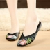 Đặc biệt cung cấp mới cũ Bắc Kinh giày vải dép của phụ nữ mùa hè retro thêu giày gió quốc gia dép nhà thịt bò gân dưới trượt dép adidas Dép