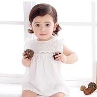 Летнее платье с коротким рукавом для девочек, легкая и тонкая дышащая детская хлопковая юбка, 0-5 лет