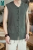 Trung Quốc áo bông vải lanh retro nam quần áo vải lanh Trung Quốc áo thun không tay đĩa quần áo khóa - Dệt kim Vest