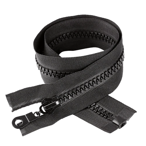 Черный пуховик с молнией, длинная куртка