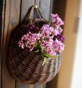 Wicker tường treo bình hoa giỏ hoa chậu hoa ban công hoa tường treo vật liệu tự nhiên vòng vườn