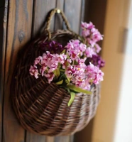 Wicker tường treo bình hoa giỏ hoa chậu hoa ban công hoa tường treo vật liệu tự nhiên vòng vườn chậu cây cảnh xi măng