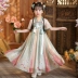 Váy biểu diễn trẻ em trang phục cổ trang phong cách tiên hiệp váy tiên thỏ ngọc dài tay cho bé gái