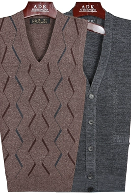 Người đàn ông trung niên vest vest mùa thu và mùa đông cha mặc v- cổ dệt kim áo len cũ người đàn ông len vest khoác len mỏng Dệt kim Vest