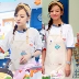 Nhà hàng Trung Quốc 2 mùa thứ hai Zhao Wei với đoạn màu đỏ và màu xanh tay áo in bất đối xứng letter in ngắn tay T-Shirt Hàn Quốc áo sơ mi nữ