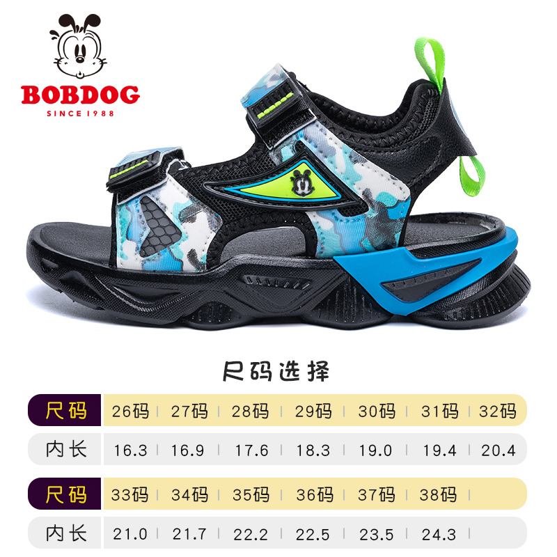 Black / Hulan 5171Bobdog Boy Sandals 2021 summer new pattern Zhongda Tong Non slip soft sole boy Treasure shoes Children's Shoes tide