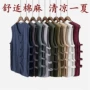 Mùa hè mỏng lanh nam vest vest phong cách Trung Quốc Hanfu Tang phù hợp với ngựa 褂 vest vest vest cỡ lớn nam phong cách Trung Quốc - Dệt kim Vest áo len kiểu hàn quốc
