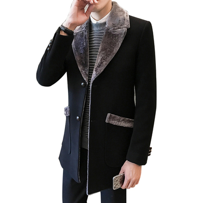 Đặc biệt hàng ngày trong phần dài của ve áo len áo khoác nam mới dày lên lông tơ một để giữ ấm triều trench coat áo Vest dạ nam Áo len
