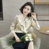Phụ nữ cao cấp chất lượng cao 2018 mùa thu mới xanh trung niên mùa xuân Áo sơ mi nữ Hàn Quốc áo sọc rộng - Áo sơ mi