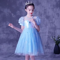 Летний наряд маленькой принцессы, детское платье, «Холодное сердце», короткий рукав, подарок на день рождения, в западном стиле