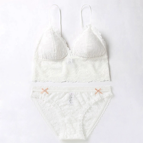 Милый кружевной ультратонкий бюстгальтер без косточек, тонкое нижнее белье, комплект