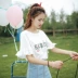 Mùa hè 2018 mới dành cho nữ Sinh viên Hàn Quốc tay ngắn buông xõa Sen nhỏ hoang dã ngọt ngào - Áo phông