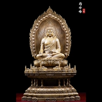 Da Agarwood Woodcarvas fo Wenshu Puxian fuxi Guanyin Sanbao Buddha Статуя мастерство Майта Будда