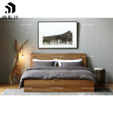 Кровать из массива дерева 自然边全实木床1.8米1.5现代简约卧室北欧侘寂风复古民宿双人床 Temple