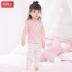Đồ lót trẻ sơ sinh ở Nam Cực hai bộ bé gái điều hòa không khí màu hồng 1-3 tuổi 4 bộ đồ ngủ mở khóa quần áo mùa thu cho bé - Quần áo lót