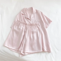Комфортная сиреневая шелковая японская расширенная летняя пижама для влюбленных, короткий рукав, изысканный стиль