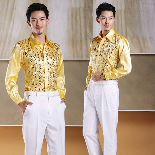 Color Sequen Shirt Stage Performance Mension's Plaza Plaza Dance Performance Performance Performance Performant Singer Clothing большой размер