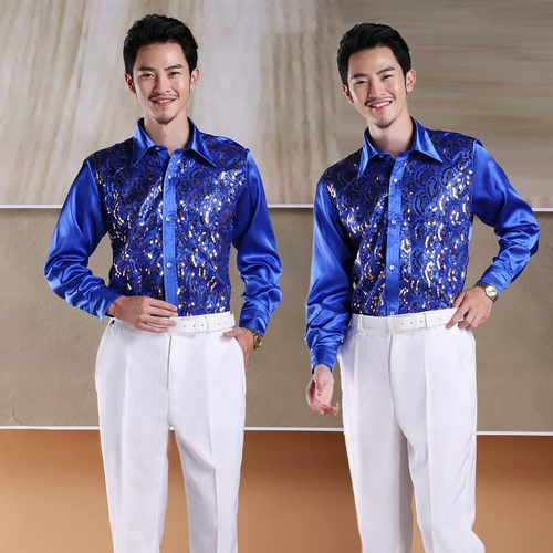 Color Sequen Shirt Stage Performance Mension's Plaza Plaza Dance Performance Performance Performance Performant Singer Clothing большой размер