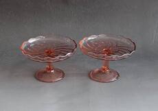 чашка 民国时期老上海中古vintage玻璃高脚托盘琉璃瓜子盘果盘一对a