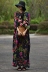 [Butterfly Love] Su Xin tự may váy phong cách dân tộc mùa xuân và mùa thu của phụ nữ retro nút đĩa váy dài in hình lỏng - Váy dài