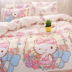 Hello Kitty tấm bông bốn bộ trẻ em sinh viên phim hoạt hình KT bông ký túc xá ba mảnh chăn giường nệm cô gái Bộ đồ giường bốn mảnh