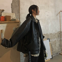Áo khoác da nữ xe máy Jmwomen 2018 mới mùa thu đông Hàn Quốc áo khoác da lỏng lẻo tay dài sang trọng áo khoác da nữ giá rẻ