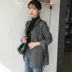 Mùa thu đông 2018 phiên bản mới của Hàn Quốc của bộ đồ nhỏ sang trọng kẻ sọc kẻ sọc nữ retro phù hợp với sinh viên