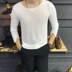 2017 người đàn ông mới của mùa thu áo sơ mi rỗng tính khí Slim dài tay áo len Người Anh giản dị thở mỏng t-shirt Hàng dệt kim