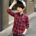 Quần áo trẻ em cậu bé mùa xuân và mùa thu Hàn Quốc phiên bản của áo sơ mi kẻ sọc 2018 mùa xuân trẻ em trẻ em dài tay cổ tròn bông áo sơ mi thủy triều